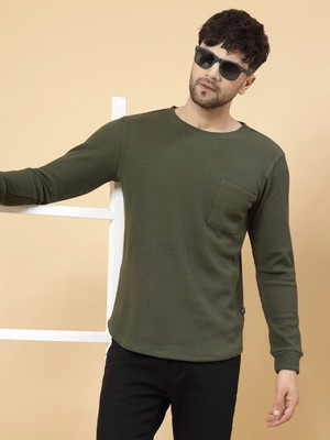 RIGO Solid Men Round Neck Green T-Shirt