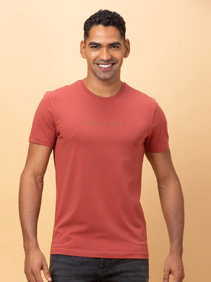 BEING HUMAN Solid Men Crew Neck Orange T-Shirt
