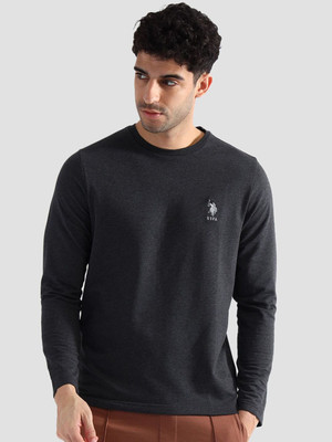 U.S. POLO ASSN. Solid Men Crew Neck Black T-Shirt