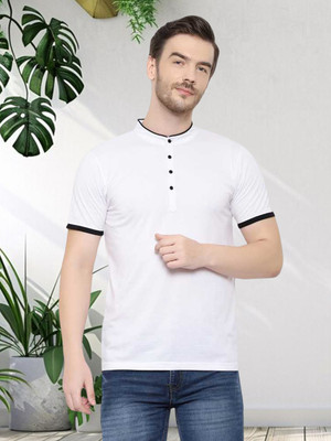 GLITO Solid Men Round Neck White T-Shirt