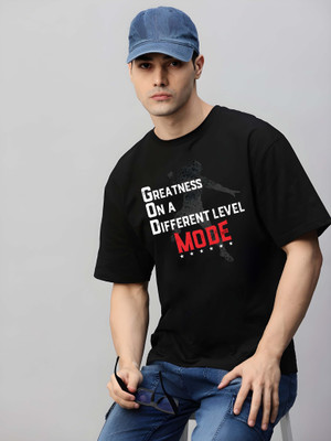 Kaido Printed Men Round Neck Black T-Shirt