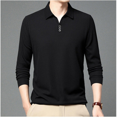 Kesar Collection Self Design Men Polo Neck Black T-Shirt