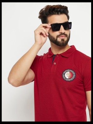 METRONAUT Solid Men Polo Neck Maroon T-Shirt