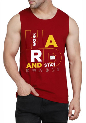 WOOSTRO Printed, Typography Men Round Neck Maroon T-Shirt