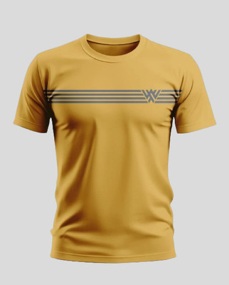 Warriorworld Graphic Print Men Round Neck Yellow T-Shirt