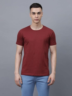 ZULX Solid Men Round Neck Maroon T-Shirt