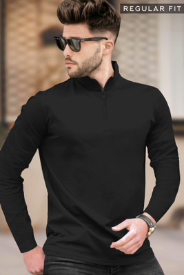 Solid Men Black T-Shirt