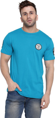 GEUM Printed Men Round Neck Light Blue T-Shirt