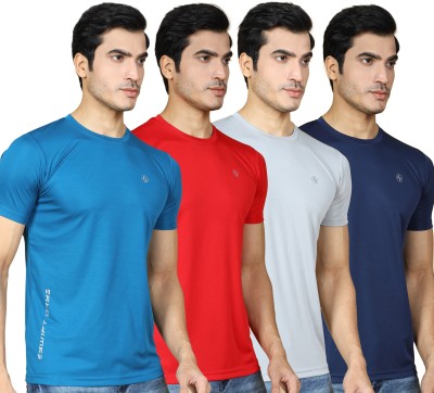 SUPERSQUAD Solid Men Round Neck Red, Dark Blue, Grey, Navy Blue T-Shirt