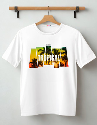 DIBBY Abstract Men Round Neck White T-Shirt