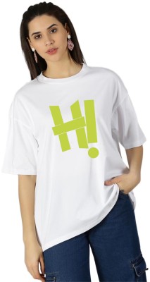 hesha Typography Women Round Neck White T-Shirt