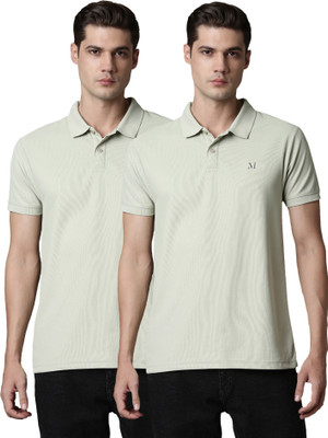 Maxzone Solid Men Polo Neck Green T-Shirt