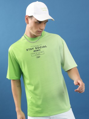 KETCH Printed, Typography Men Round Neck Light Green T-Shirt
