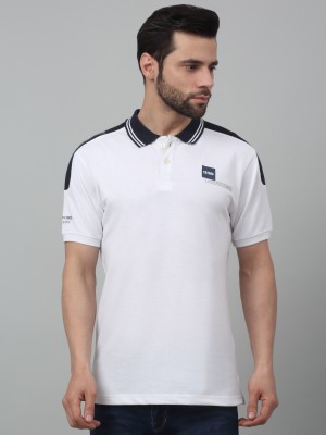 CANTABIL Solid Men Polo Neck White T-Shirt