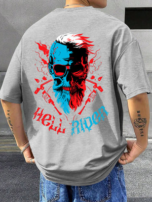 TeeBrozz Graphic Print Men Round Neck Grey T-Shirt