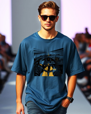 AUSK Printed Men Round Neck Blue T-Shirt