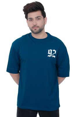 E-MAX Typography Men Round Neck Blue T-Shirt