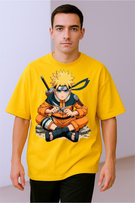goodsign Graphic Print Men Round Neck Yellow T-Shirt