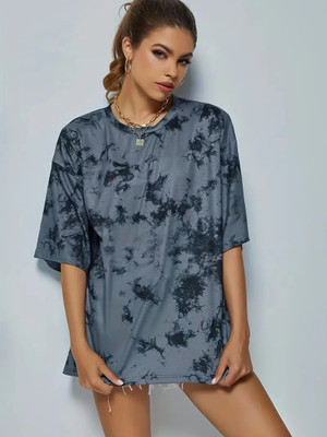 KASHIAN Printed Women Round Neck Grey T-Shirt