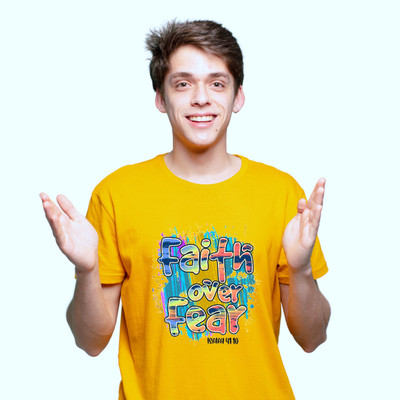 Witty Curls Printed Men Round Neck Yellow T-Shirt