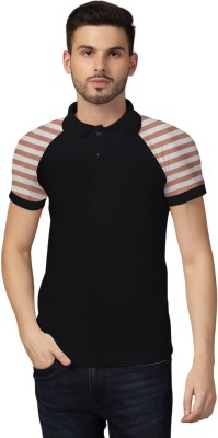 BEYOU FASHION Self Design Men Polo Neck Maroon, Black, White T-Shirt