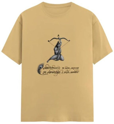 ARYA Graphic Print Men Round Neck Beige T-Shirt