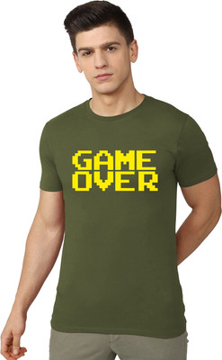 London Crew Cartoon Men Round Neck Green T-Shirt