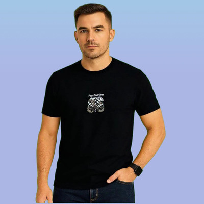 Atraye Graphic Print Men Round Neck Black T-Shirt