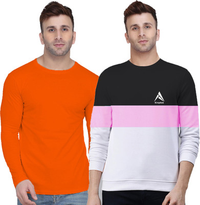 Kroptee Colorblock Men Round Neck Multicolor T-Shirt