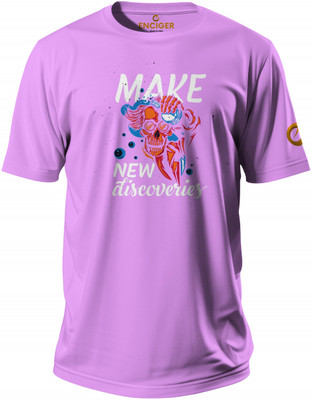 Enciger Printed Men Round Neck Purple T-Shirt