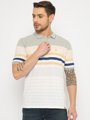 DUKE Striped Men Polo Neck Multicolor T-Shirt