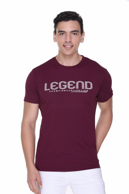 Raves Typography Men Round Neck Maroon T-Shirt