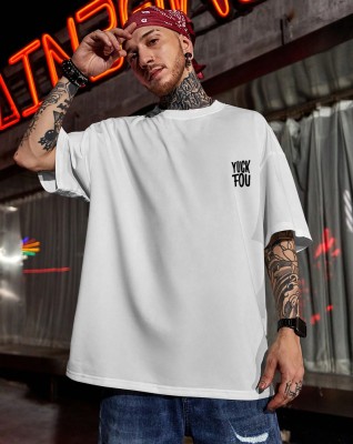 TEEMEX Printed Men Round Neck White T-Shirt