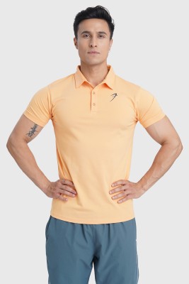 FuaarK Solid Men Polo Neck Beige T-Shirt