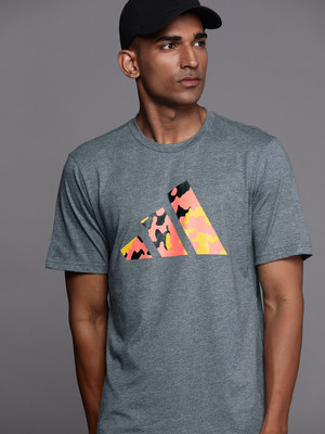 ADIDAS Printed Men Crew Neck Grey T-Shirt