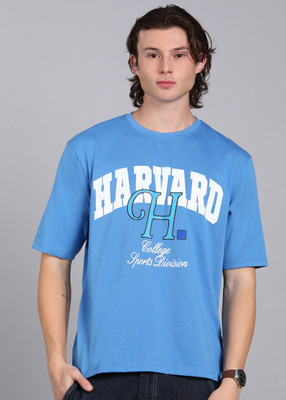 HARVARD Printed Men Round Neck Light Blue T-Shirt