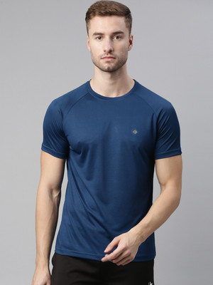 HouseOfCommon Solid Men Round Neck Blue T-Shirt