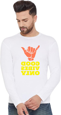 LV CARE Printed Men Round Neck White T-Shirt