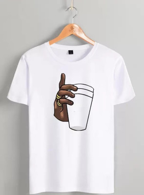 Blood Moon Printed Men Round Neck White T-Shirt