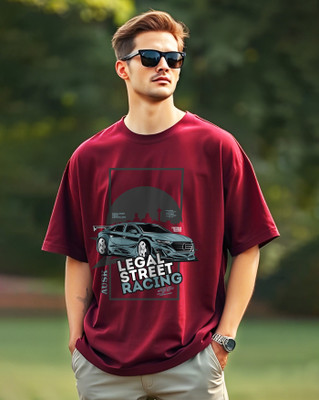 AUSK Self Design Men Round Neck Maroon T-Shirt