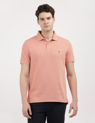 TOMMY HILFIGER Solid Men Polo Neck Pink T-Shirt