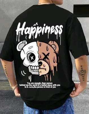 FUNKY TEES Graphic Print Men Round Neck Black T-Shirt