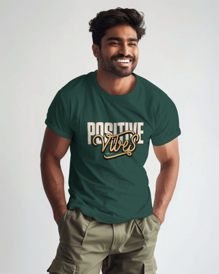 Vogue Alien Printed Men Round Neck Green T-Shirt