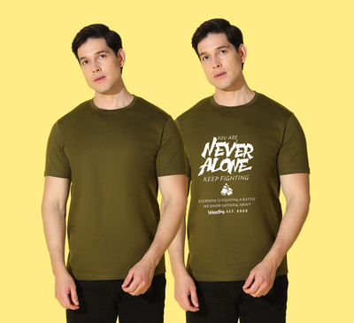 WOOSTRO Printed, Solid Men Round Neck Dark Green T-Shirt