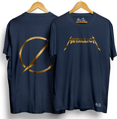 THE PRINT PLATTER Graphic Print Men Round Neck Navy Blue T-Shirt