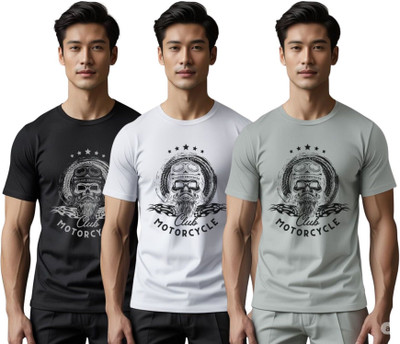 Millionemotions Graphic Print Men Round Neck Black, White, Grey T-Shirt