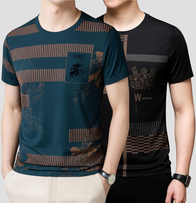 Belive in Yourself Boys Printed Polyester Regular T Shirt(Multicolor, Pack of 2)