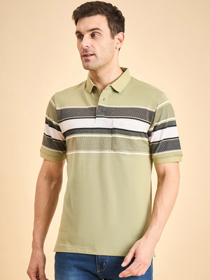 DUKE Striped Men Polo Neck Multicolor T-Shirt