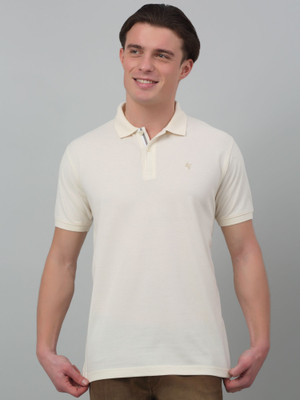 CANTABIL Solid Men Polo Neck White T-Shirt