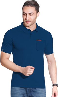 SPIKERS Solid Men Polo Neck Dark Blue T-Shirt